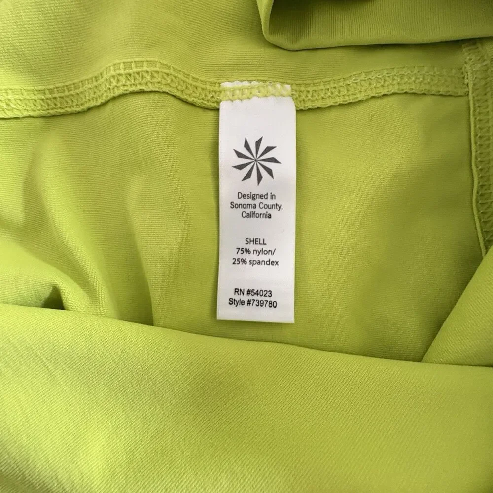 Athleta Neon Green Vital Swim Board Shorts Front Button Detail Size Medium